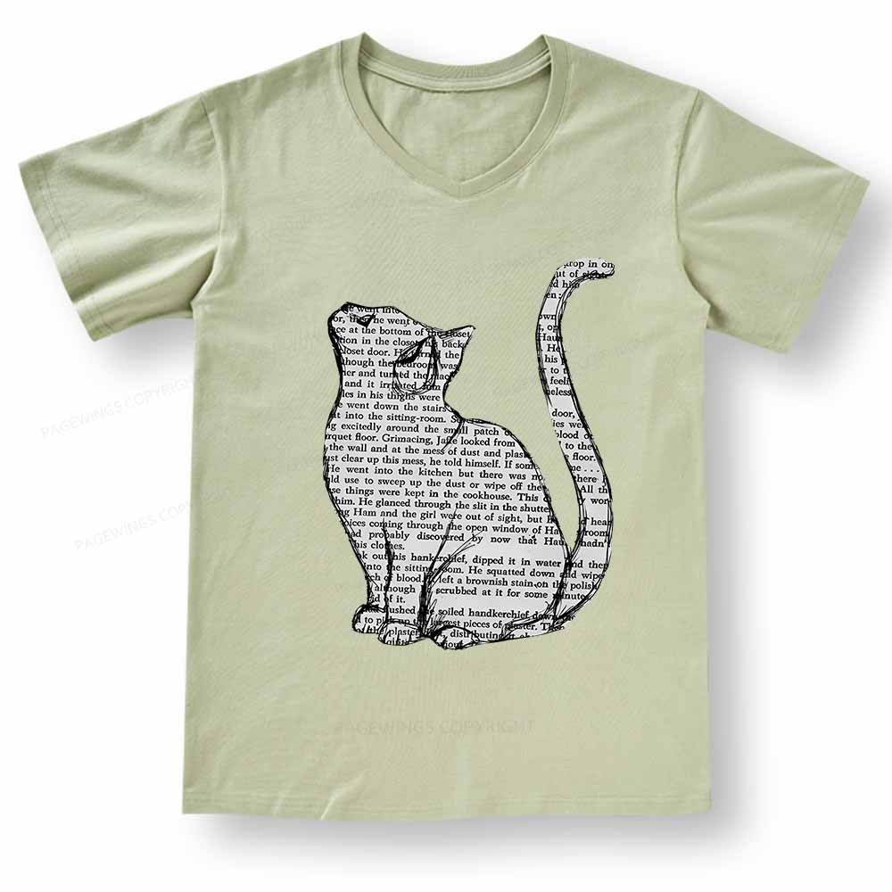 Pagewings Lots Of Books And Cute Cats V-neck T-shirt