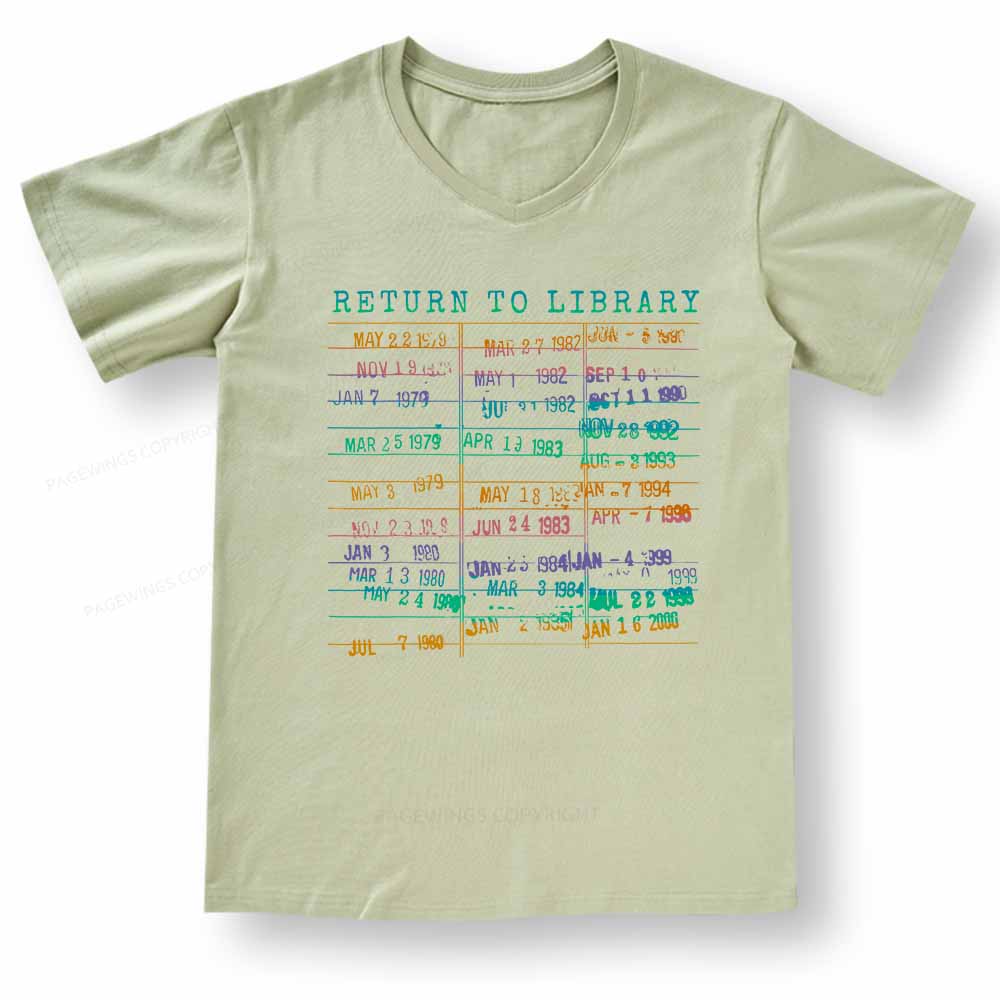 Pagewings Vintage Library Rainbow V-neck T-shirt
