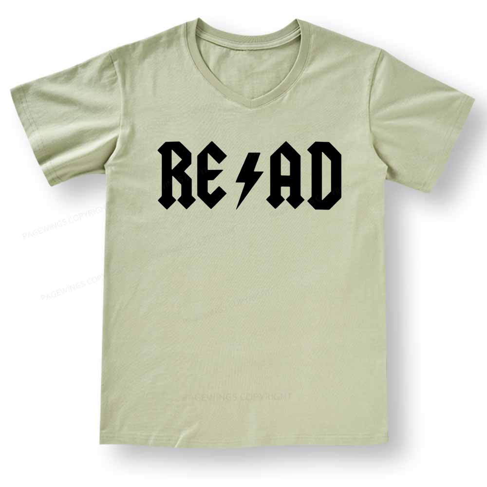 Pagewings Read Back In The Library "rock And Roll" V-neck T-shirt