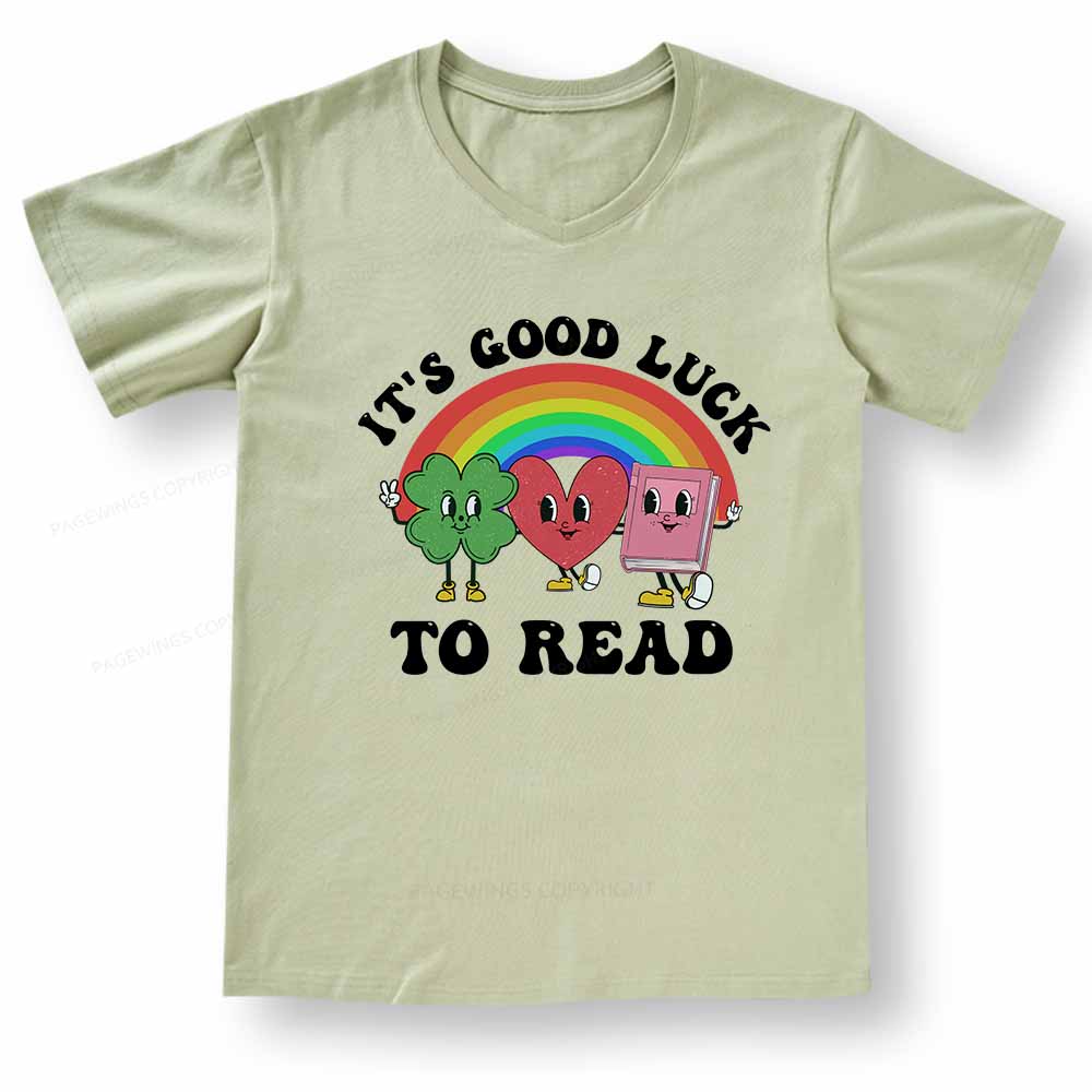 Pagewings St. Patrick's Day Librarian V-neck T-shirt