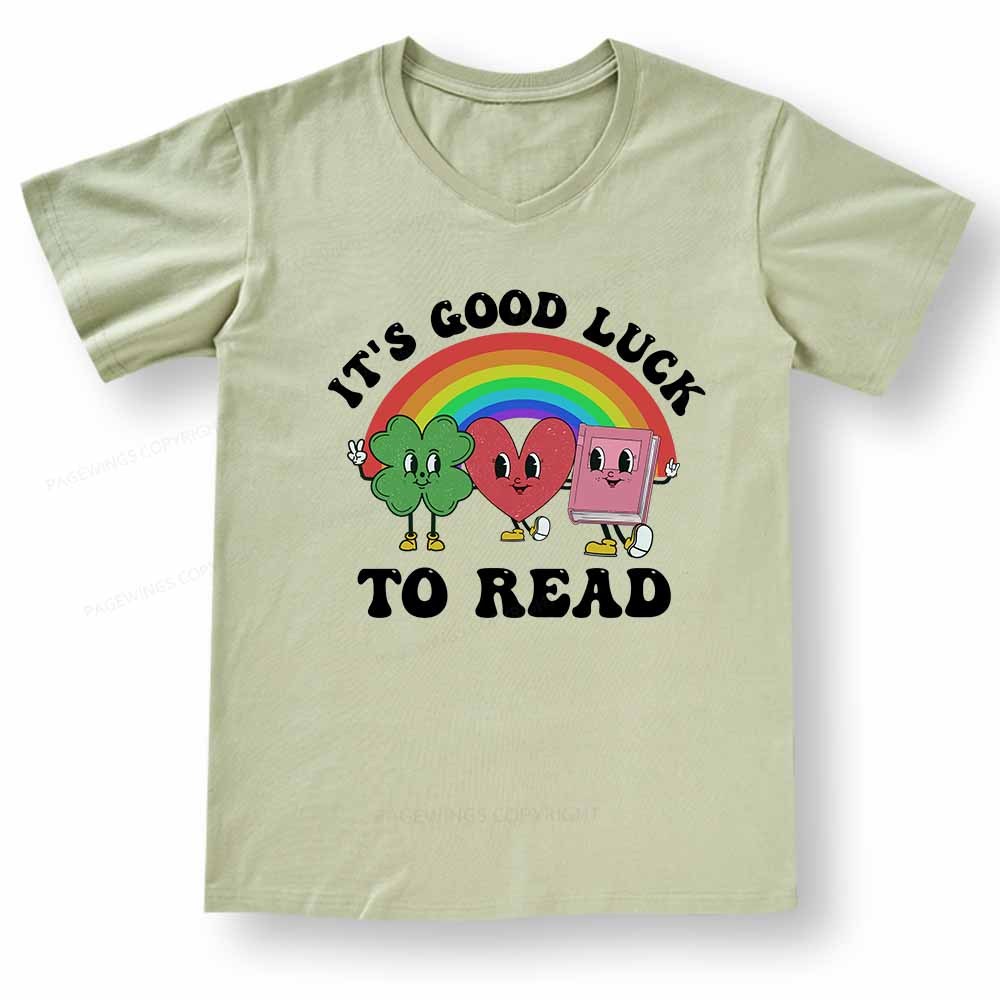 Pagewings St. Patrick's Day Librarian V-neck T-shirt