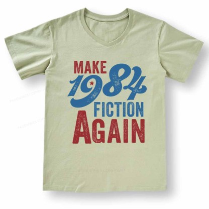 Pagewings Make 1984 Fiction Again Solid and Distressed V-neck T-shirt