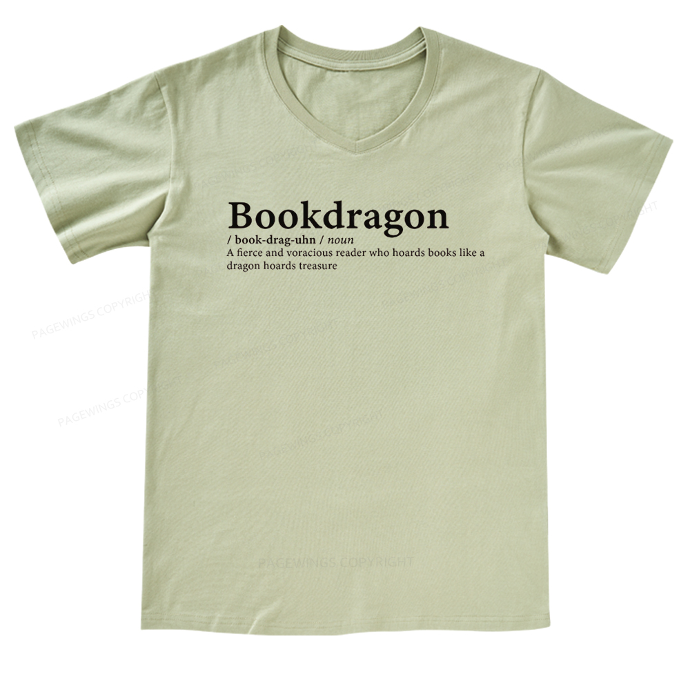Pagewings Bookdragon: Journey Through Words book lover V-neck T-shirt 