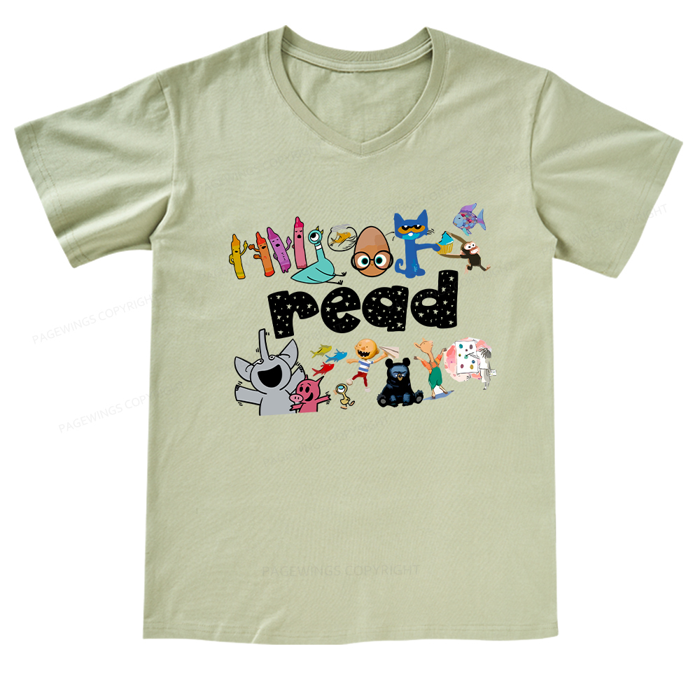Pagewings Reading Bookish V-neck T-shirt