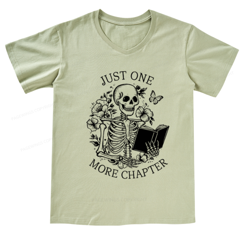 Pagewings One More Chapter Skeleton V-neck T-shirt