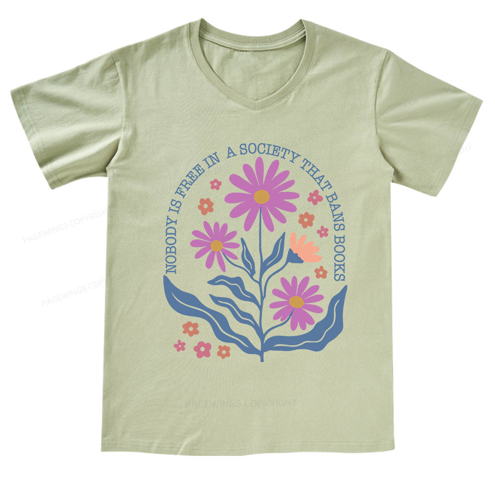 Pagewings Read Banned Books Shirt Social Justice Gift V-neck T-shirt