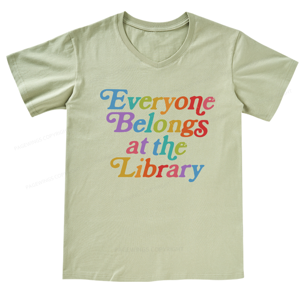 Pagewings Everyone belongs at the library V-neck T-shirt