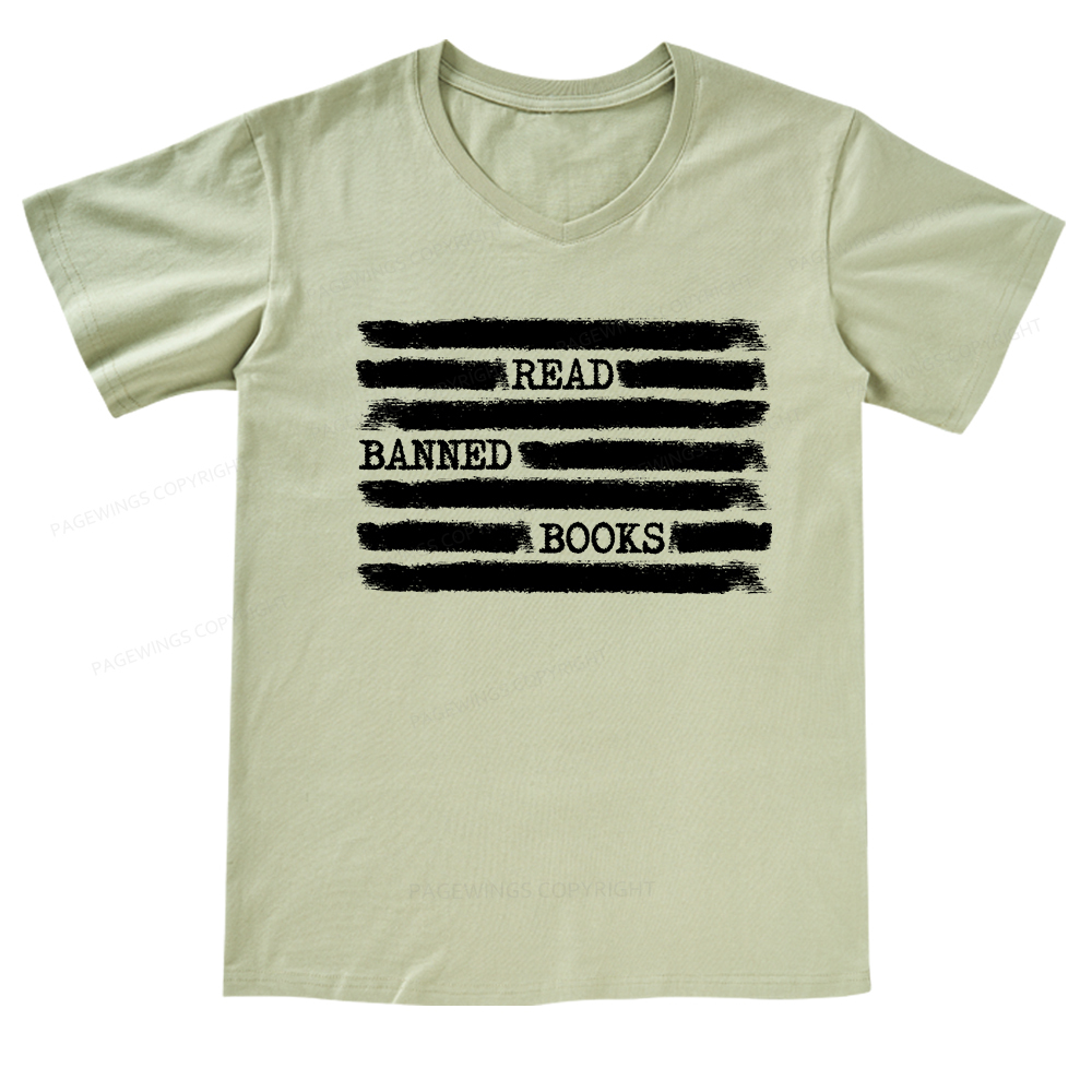 Pagewings Read Banned Books Bookworm Librarian T-Shirt V-neck T-shirt