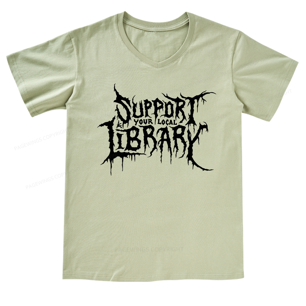 Pagewings Support Your Local Library V-neck T-shirt