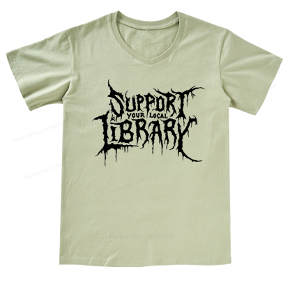 Pagewings Support Your Local Library V-neck T-shirt
