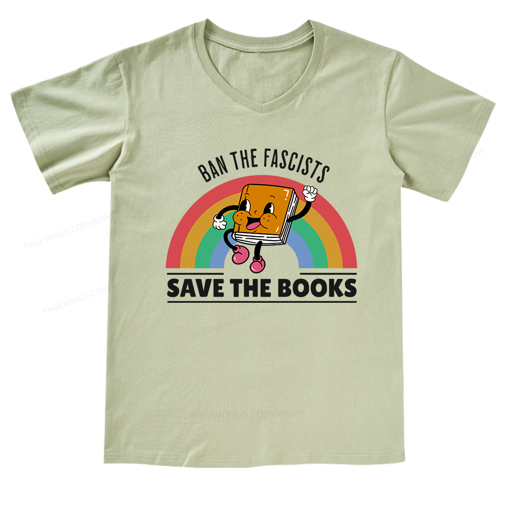 Pagewings Ban The Fascists Save The Books Shirt V-neck T-shirt