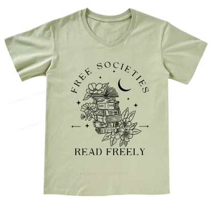 Pagewings Free Societies Read Freely Comfort Colors V-neck T-shirt