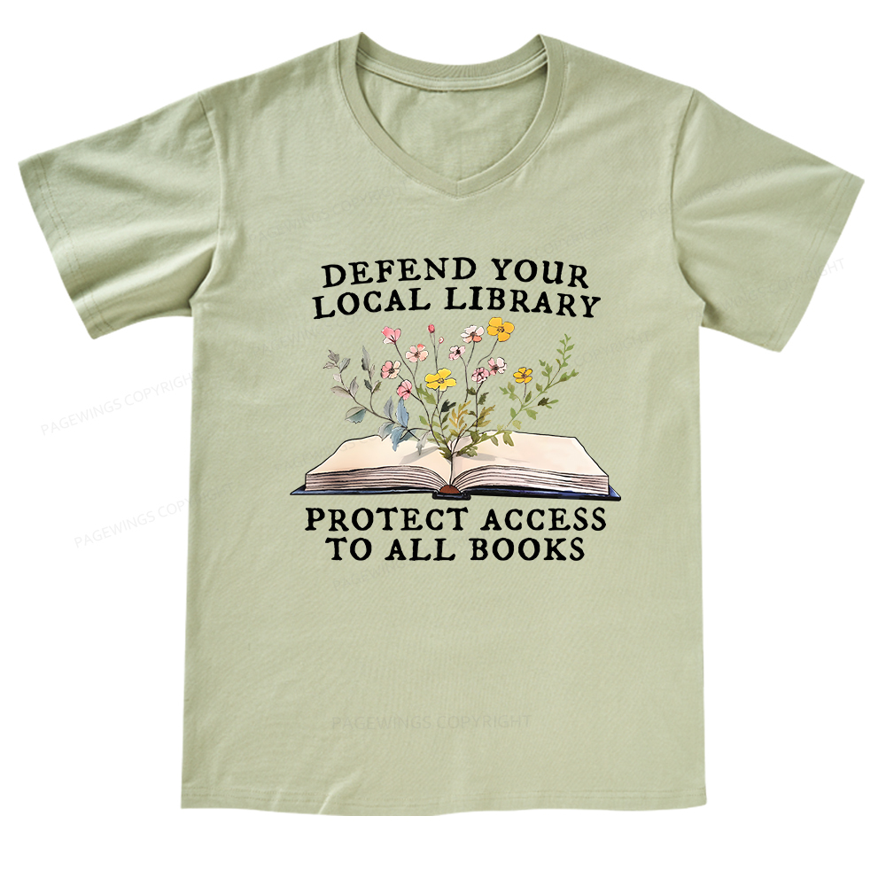 Pagewings Books Save Lives Protect Libraries V-neck T-shirt