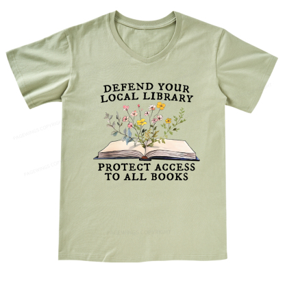Pagewings Books Save Lives Protect Libraries V-neck T-shirt 