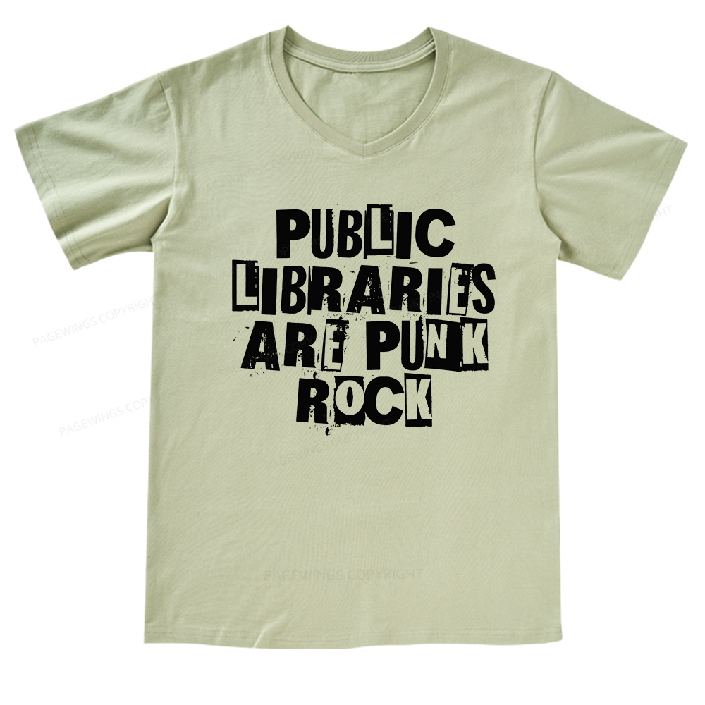 Pagewings Public Libraries Are Punk Rock V-neck T-shirt
