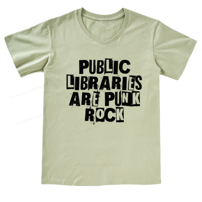 Pagewings Public Libraries Are Punk Rock V-neck T-shirt