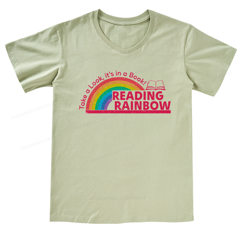 Pagewings Reading Rainbow V-neck T-shirt