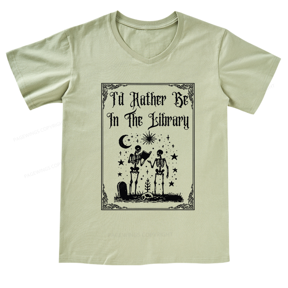 Pagewings I'd Rather Be In The Library V-neck T-shirt