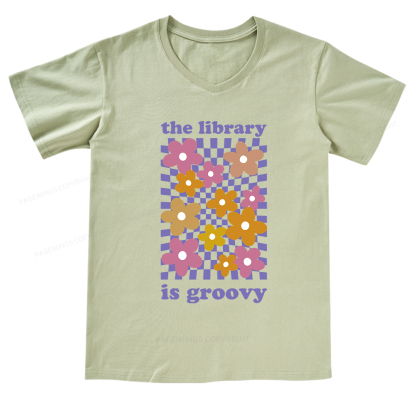 Pagewings The Library is Groovy V-neck T-shirt