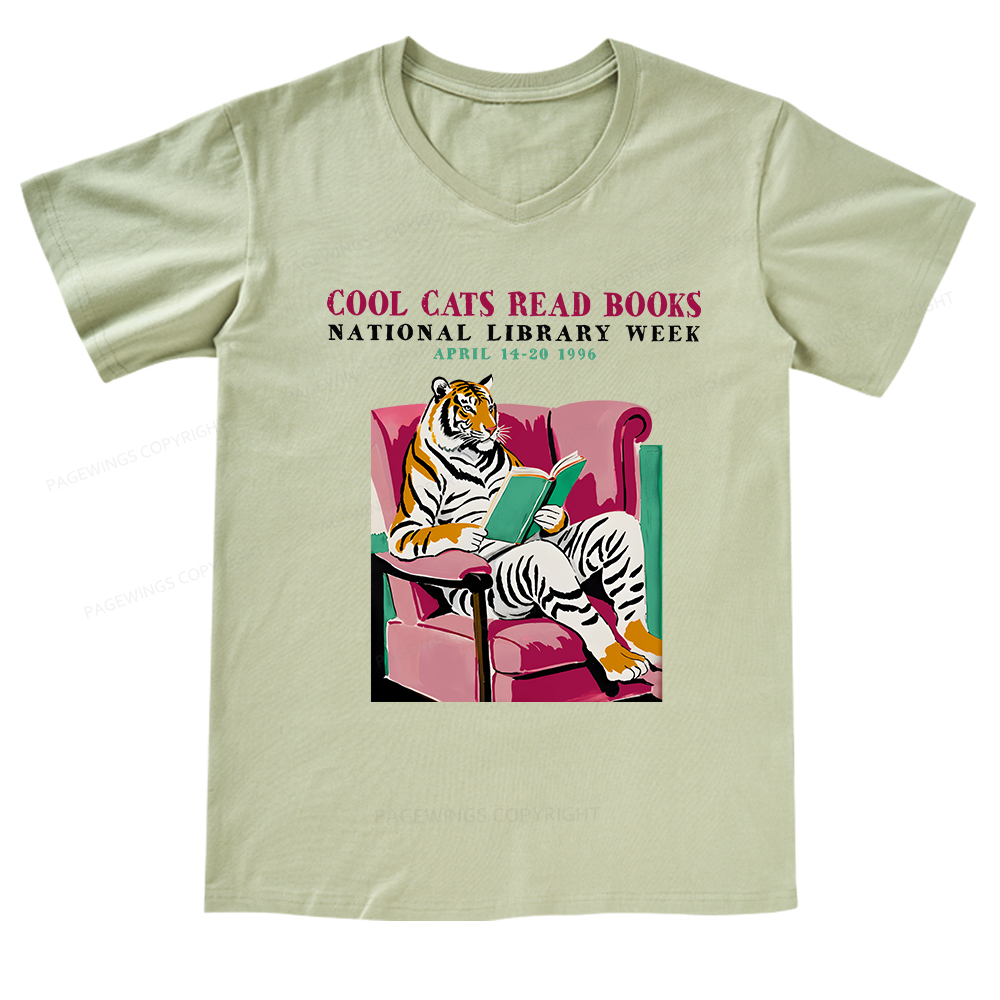 Pagewings Library Week Poster 1996 V-neck T-shirt