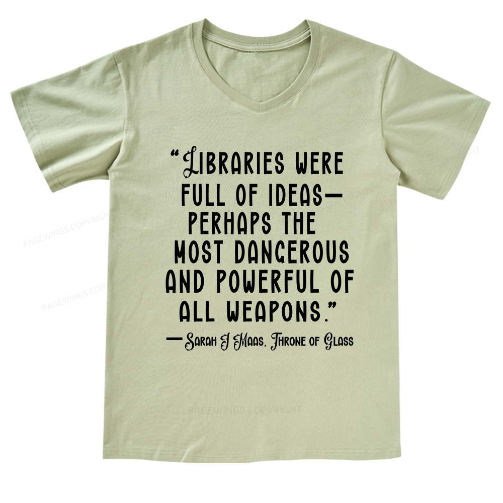 Pagewings Libraries Were Full Of Ideas V-neck T-shirt