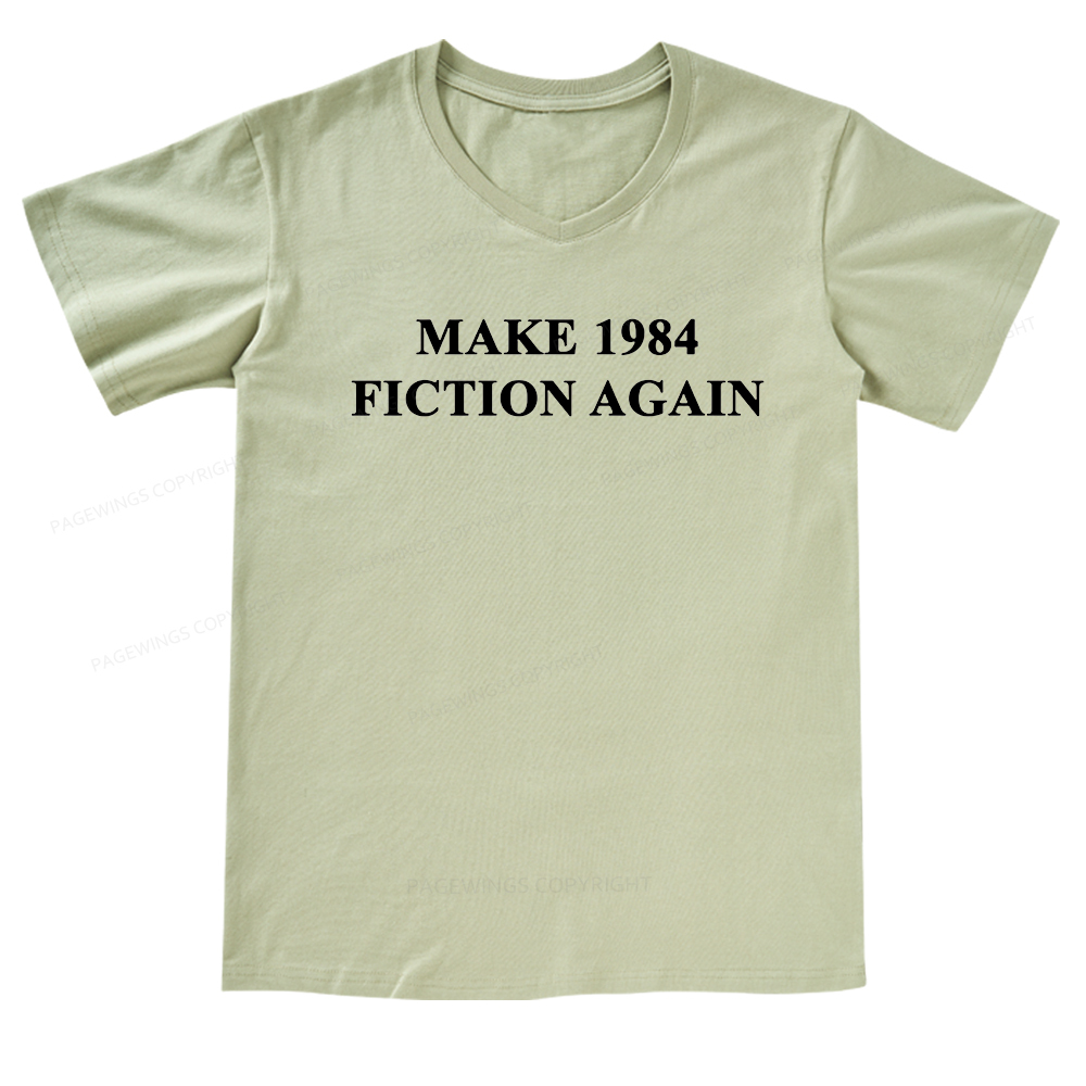 Pagewings Make 1984  Fiction Again V-neck T-shirt