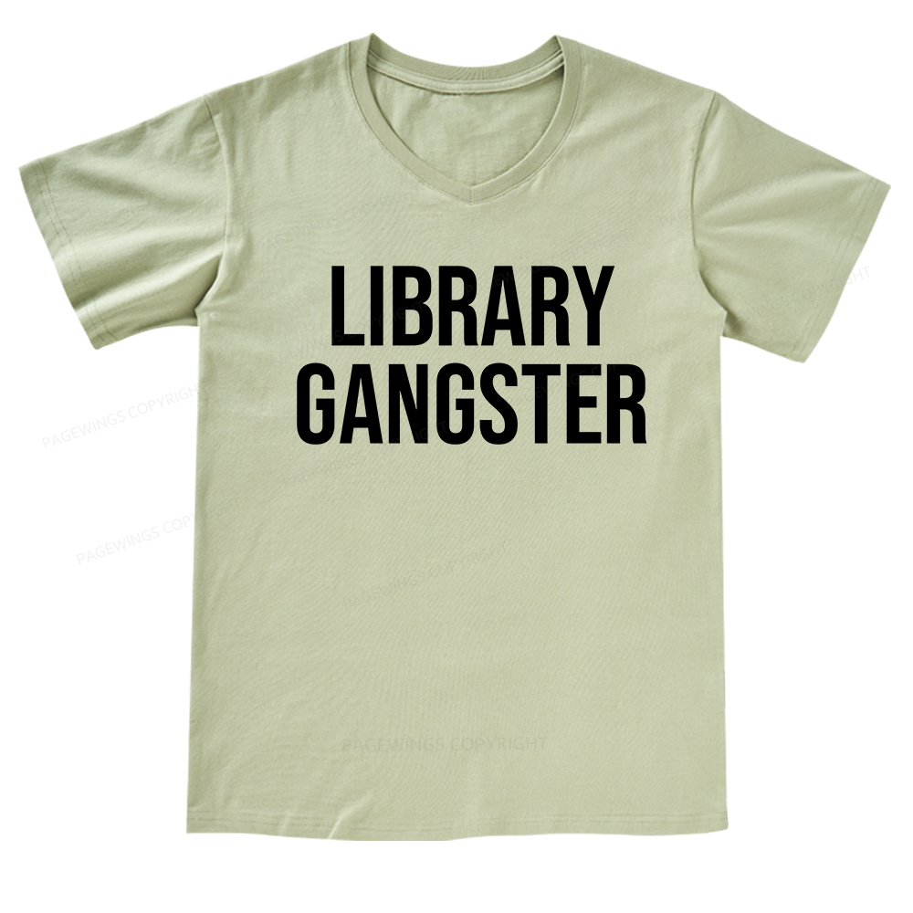 Pagewings Library Gangster V-neck T-shirt