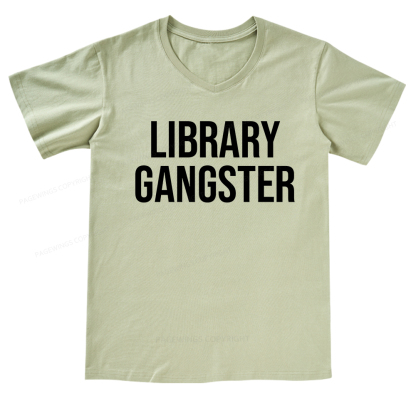 Pagewings Library Gangster V-neck T-shirt