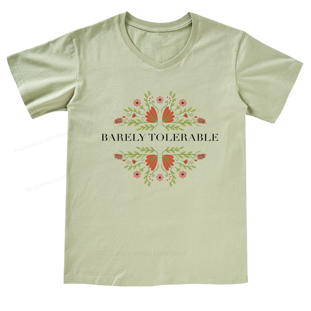 Pagewings Barely Tolerable V-neck T-shirt