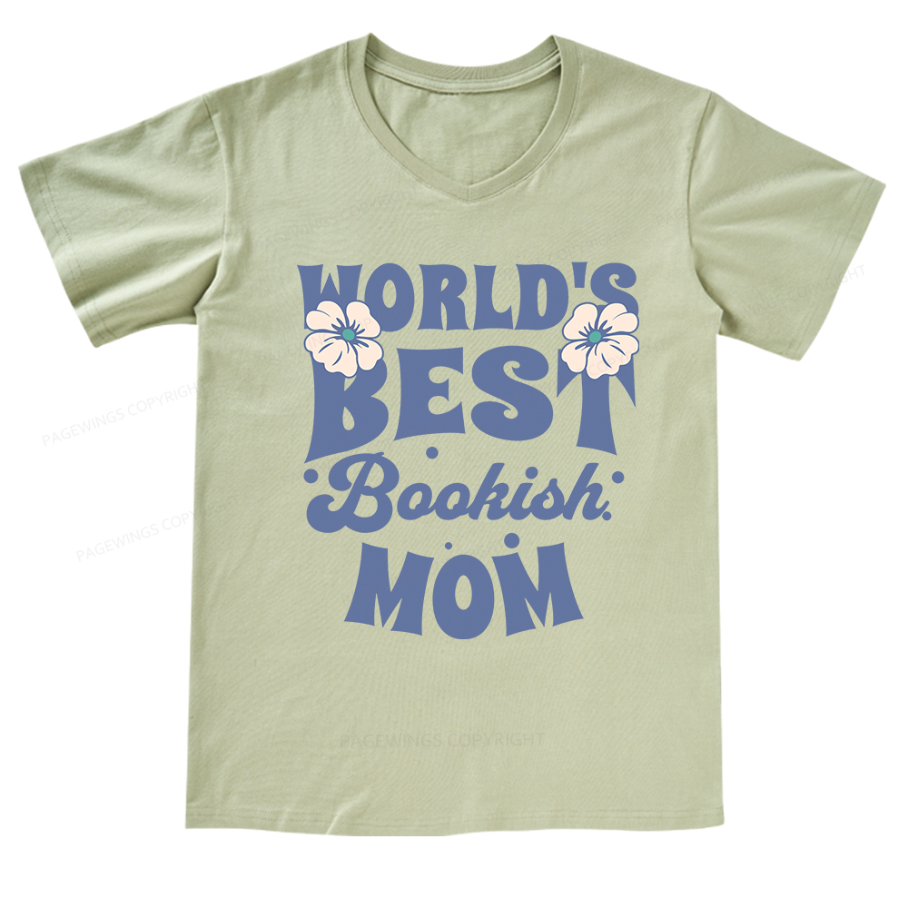 Pagewings World's Brsy Bookish Mom V-neck T-shirt
