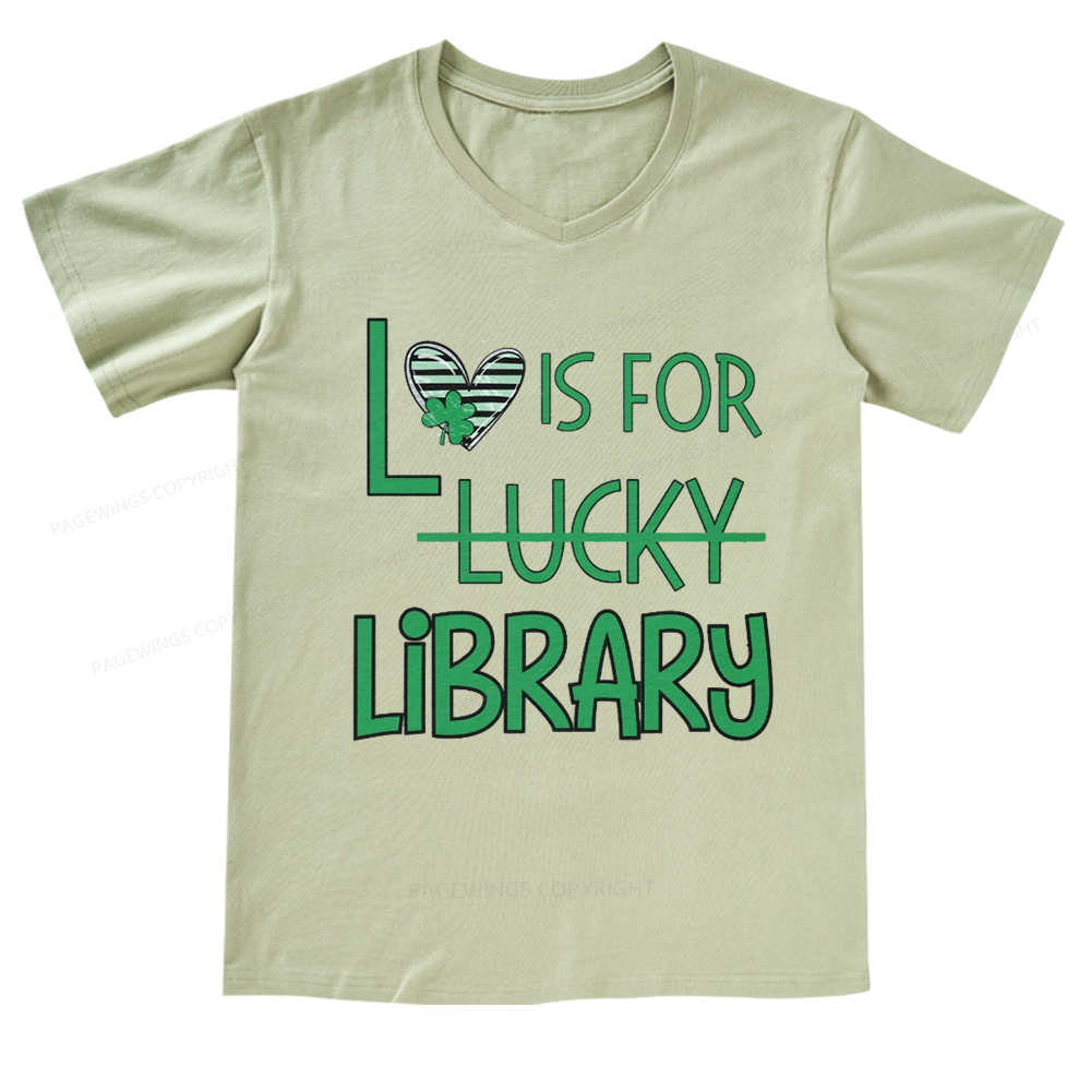 Pagewings St Patricks Day Librarian Tshirt Shirt V-neck T-shirt
