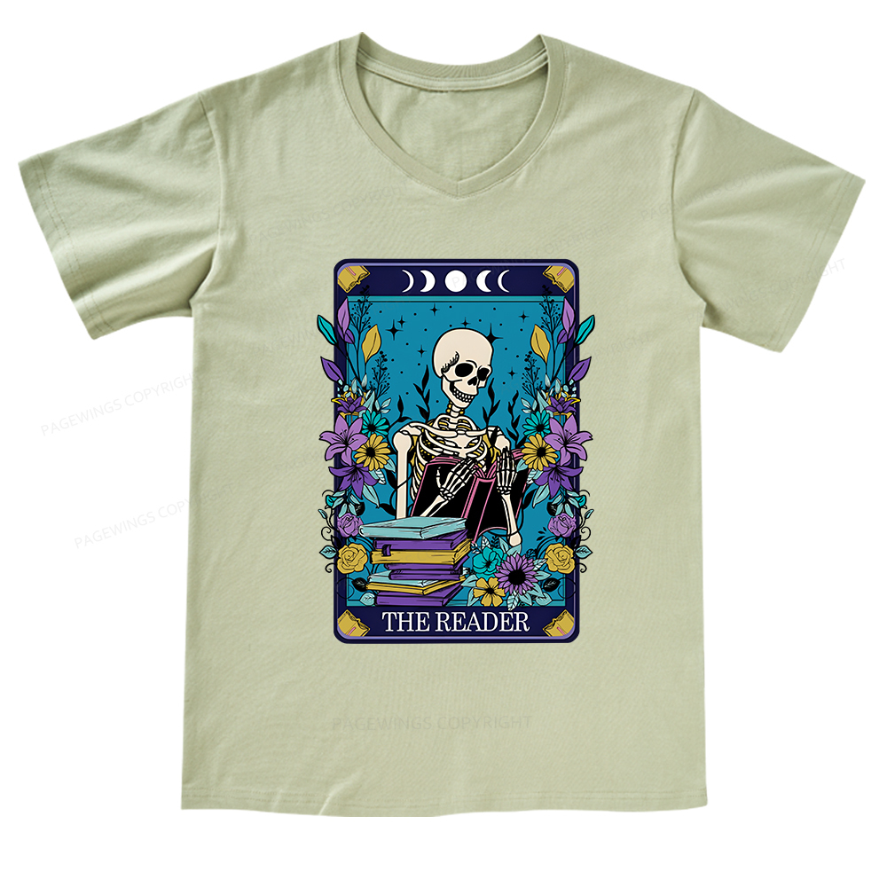 Pagewings The Reader Tarot Card Shirt V-neck T-shirt