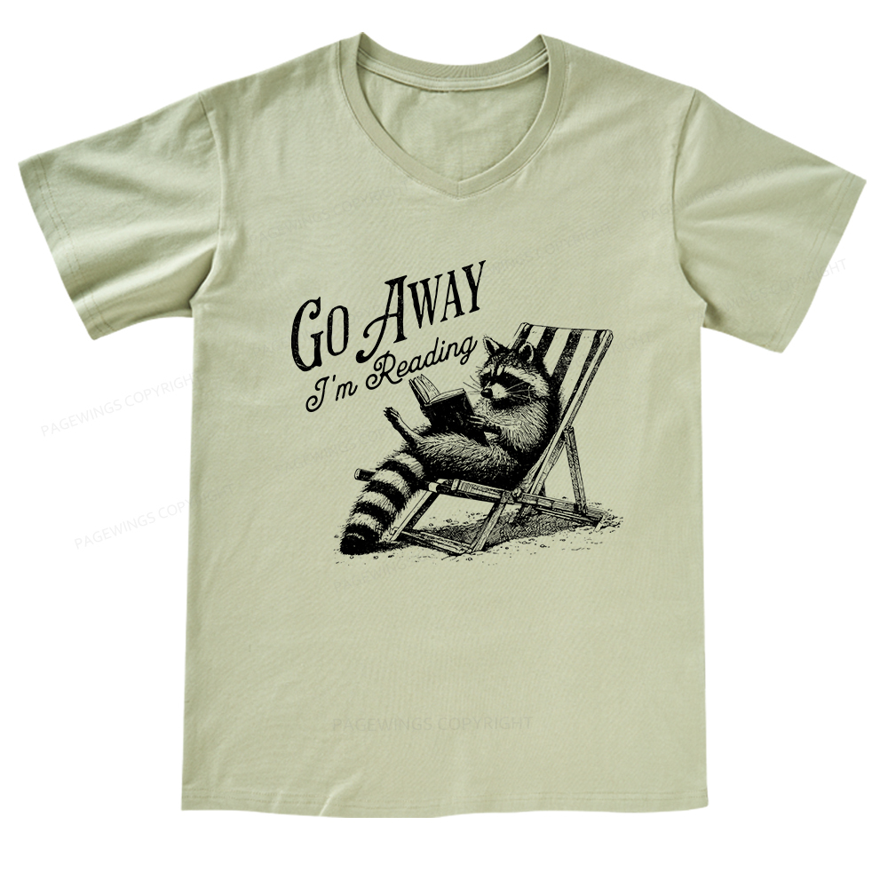 Pagewings Funny Raccoon Book Lover V-neck T-shirt