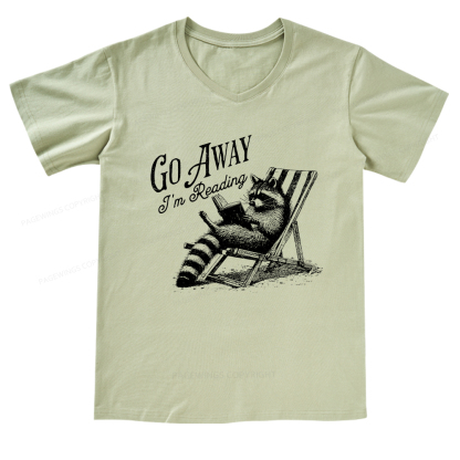 Pagewings Funny Raccoon Book Lover V-neck T-shirt