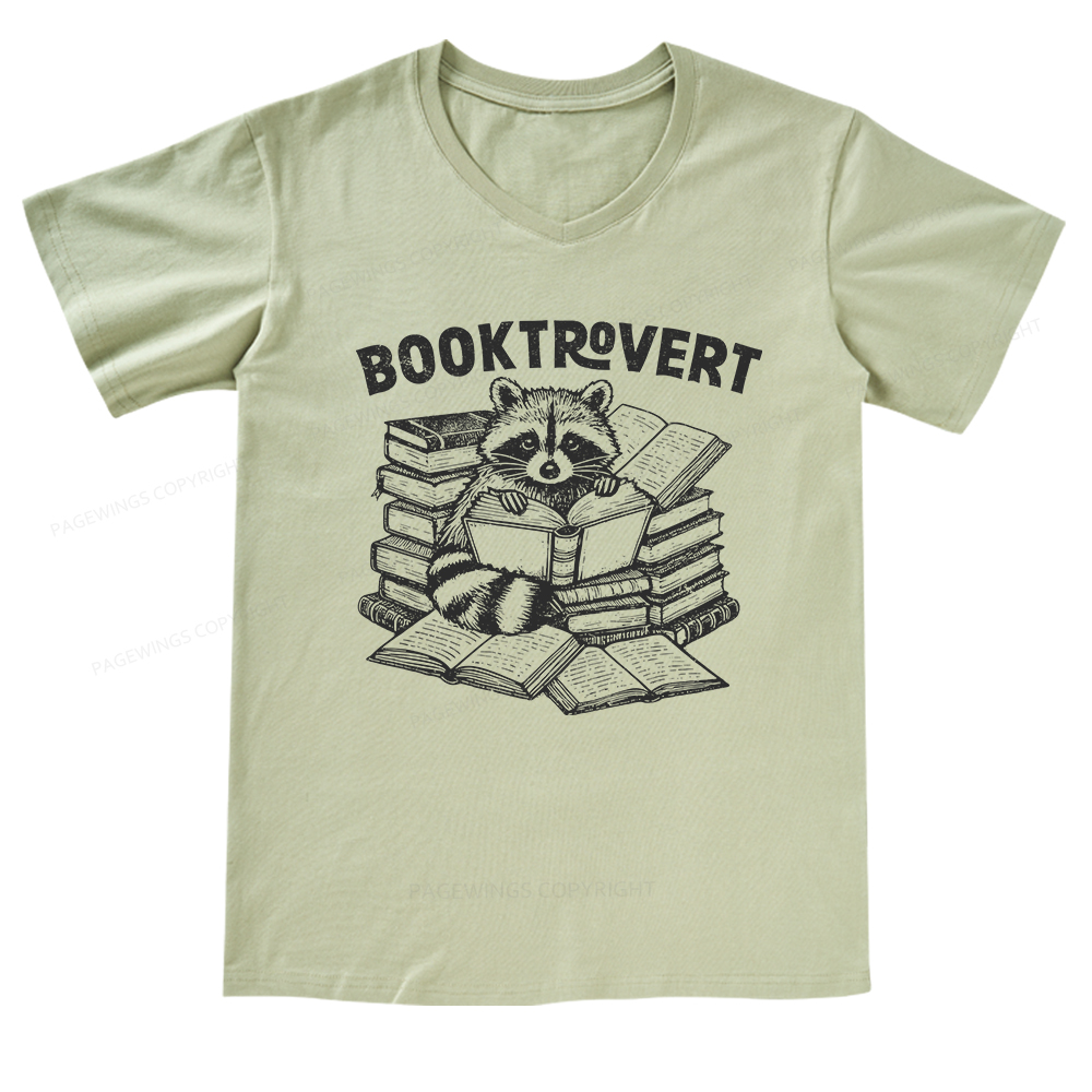 Pagewings A Raccoon Reading Seriously V-neck T-shirt
