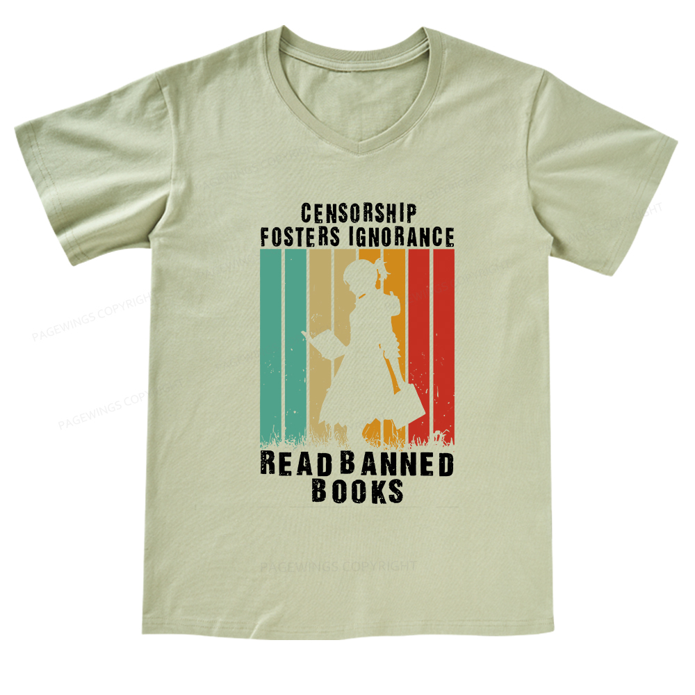 Pagewings Banned Books Vintage V-neck T-shirt