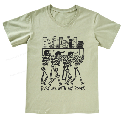 Pagewings Bury Me With My Books V-neck T-shirt