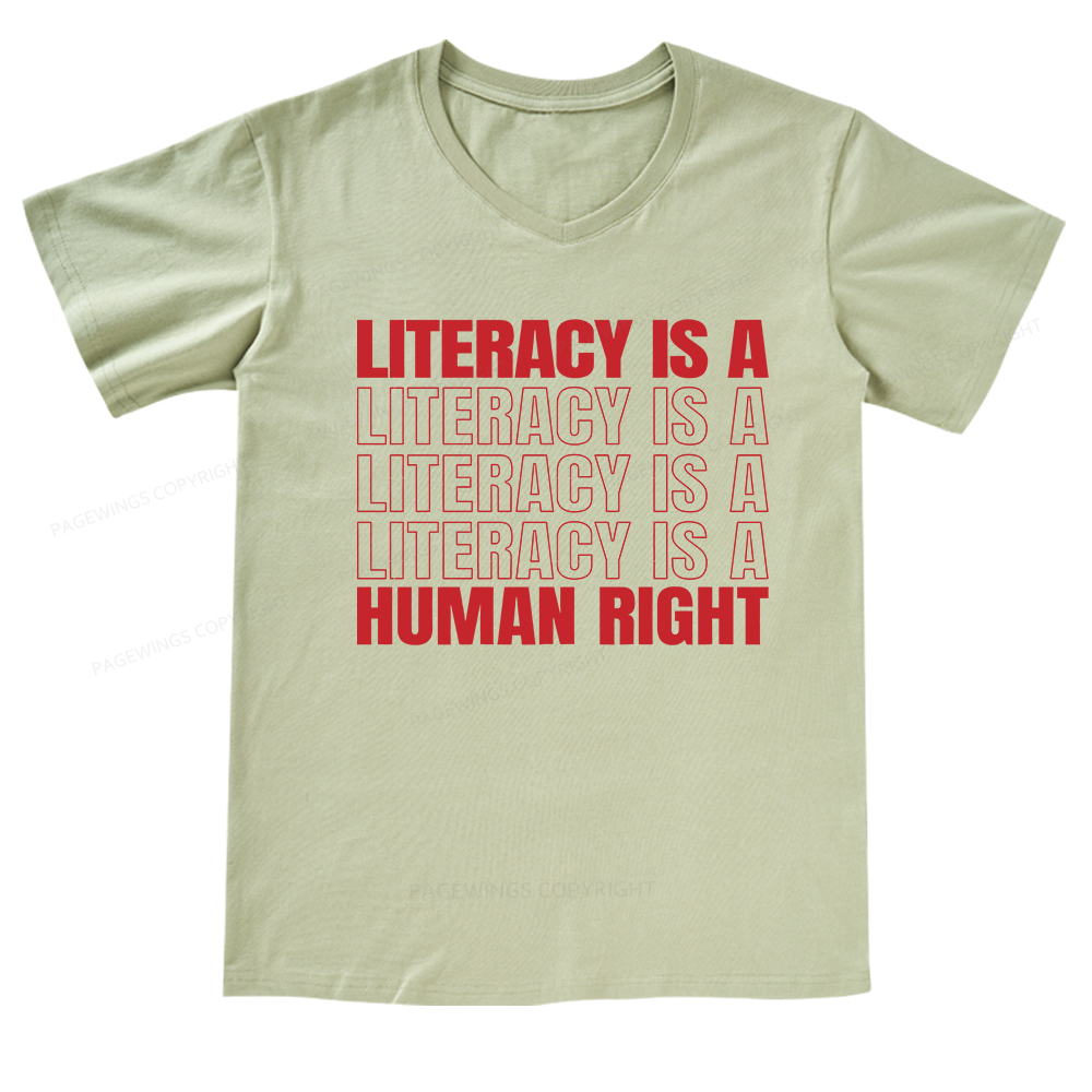 Pagewings Literacy Is A Human Right V-neck T-shirt