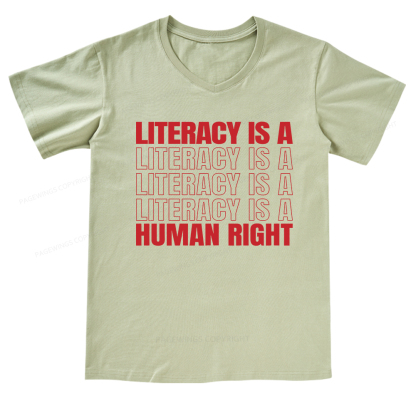 Pagewings Literacy Is A Human Right V-neck T-shirt
