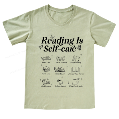 Pagewings Reading Is Self Care V-neck T-shirt