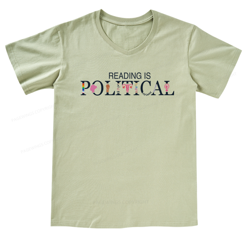 Pagewings Reading is Political Comfort Colors Fantasys V-neck T-shirt