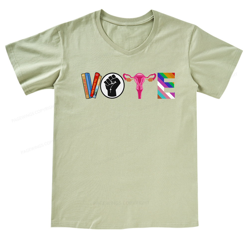 Pagewings VOTE Banned Books Tee V-neck T-shirt