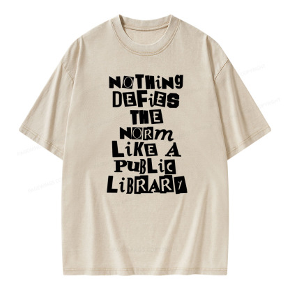 Pagewings Nothing defies the norm like a public library Unisex Washed T-shirt