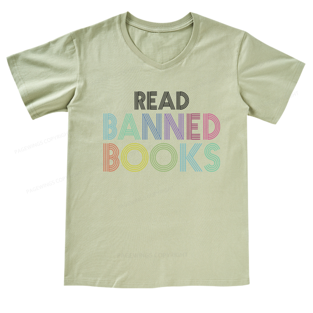 Pagewings Read Banned Books Shirt V-neck T-shirt