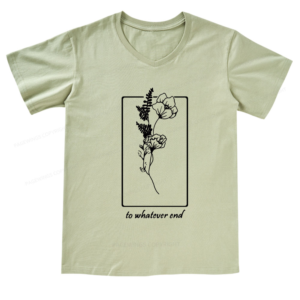 Pagewings Throne Of Glass Flower Aelin Quote V-neck T-shirt