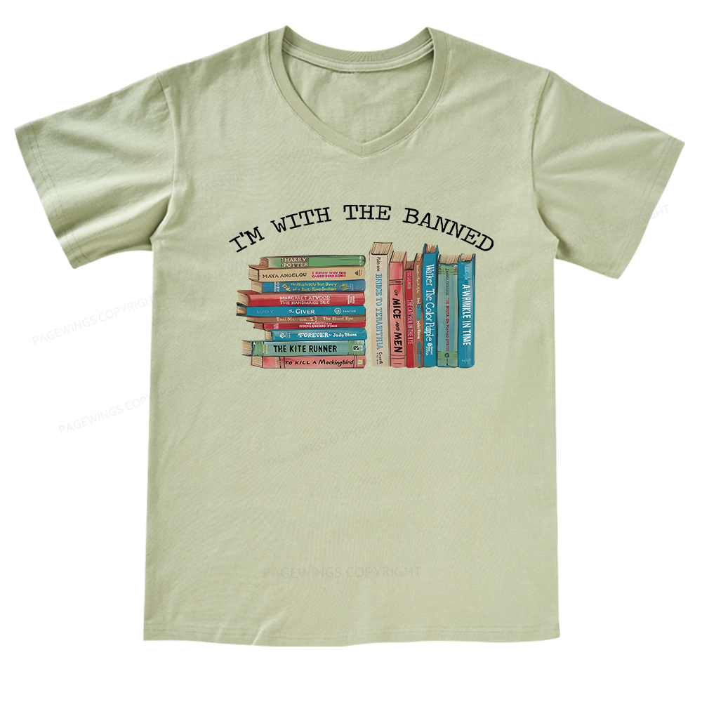 Pagewings I'm With The Banned Books V-neck T-shirt