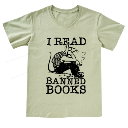 Pagewings I Read Banned Books T Shirt V-neck T-shirt
