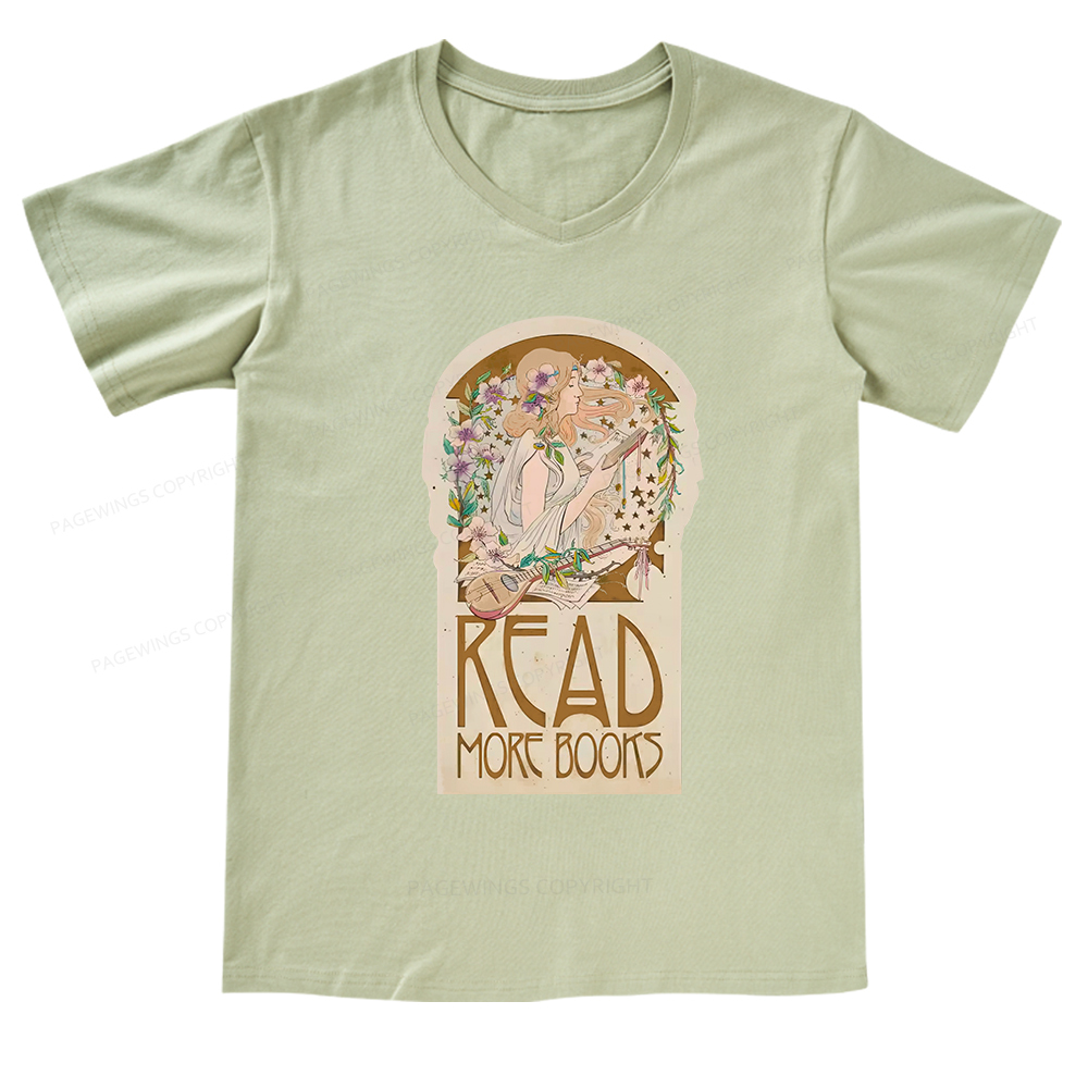 Pagewings Read More Books V-neck T-shirt