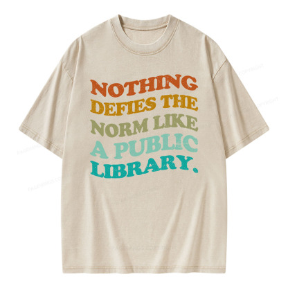 Pagewings Nothing defies the norm like a public library Unisex Washed T-shirt