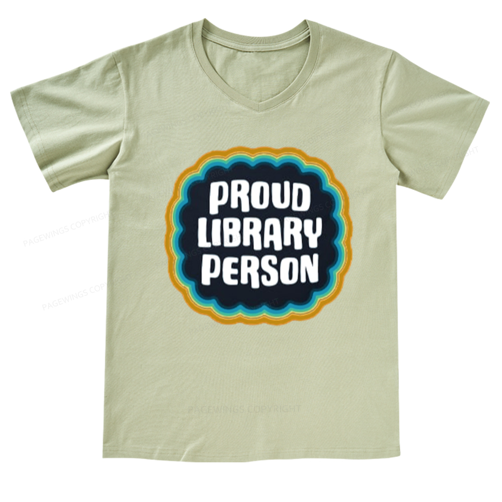 Pagewings Proud Library Person V-neck T-shirt